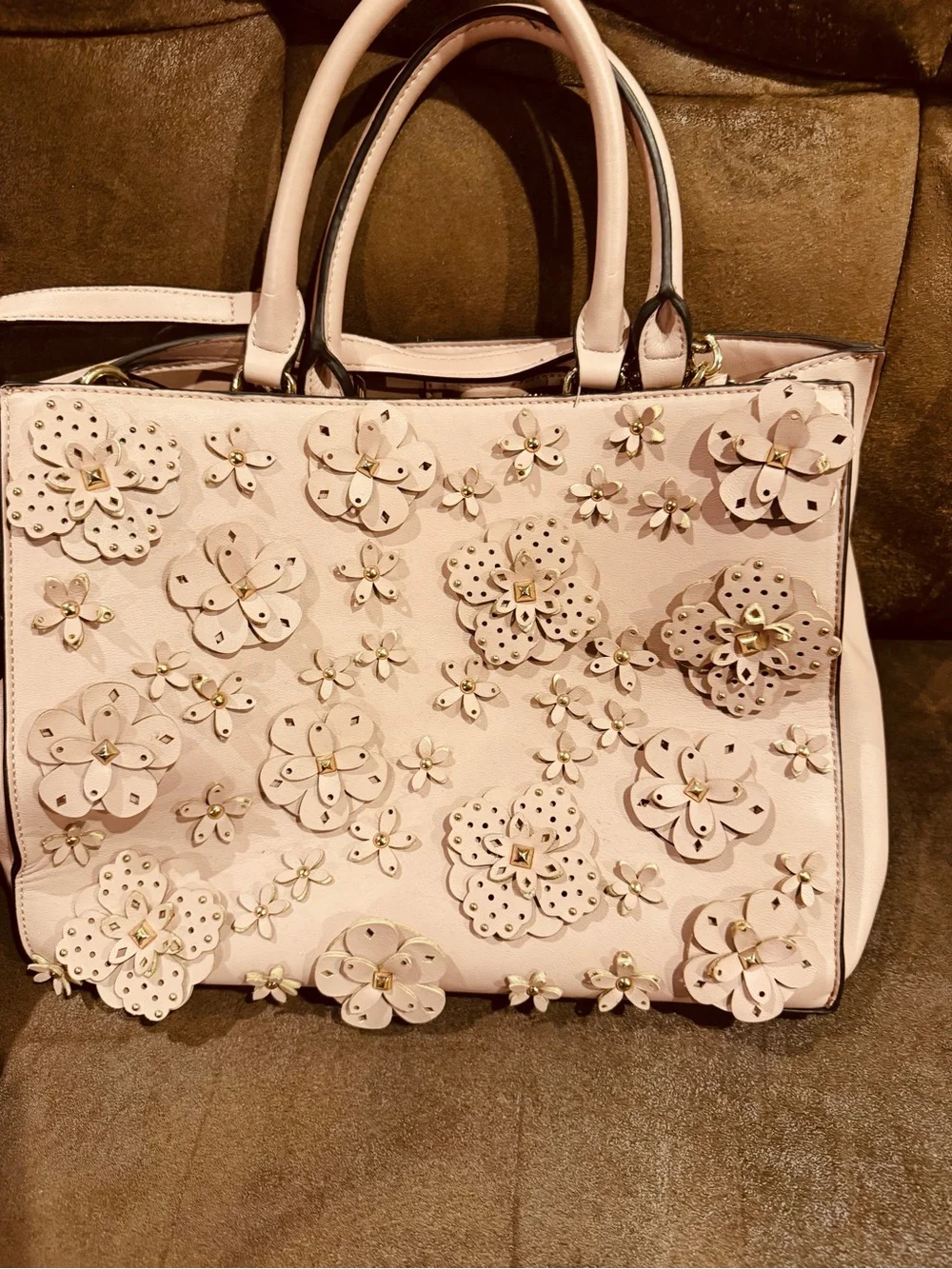 Nine West Maddol Jet Set Blush Floral Appliqué Tote